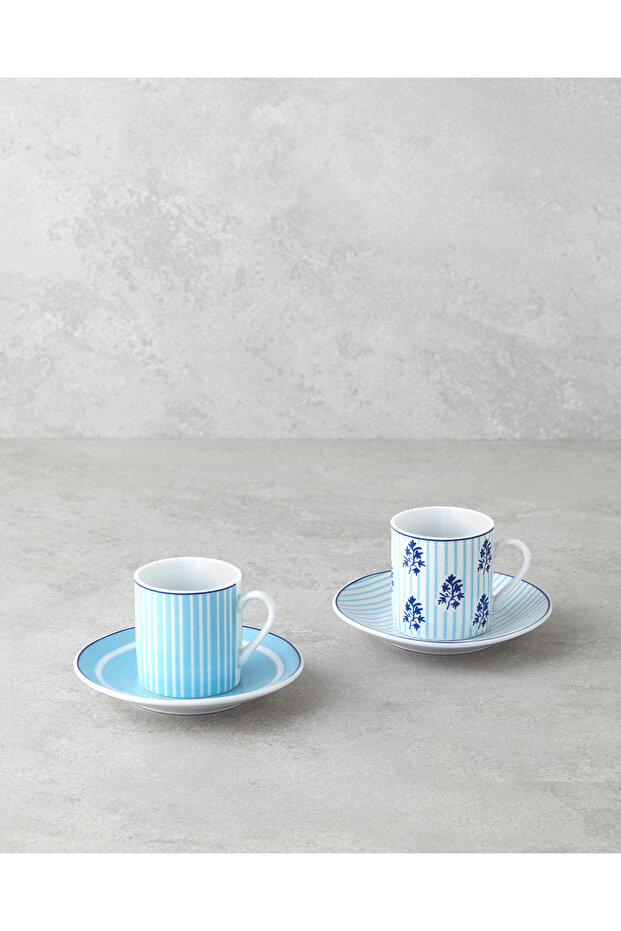 4 db 2 személyes Rapture porcelán kávéscsésze készlet 80 ml kék - 2