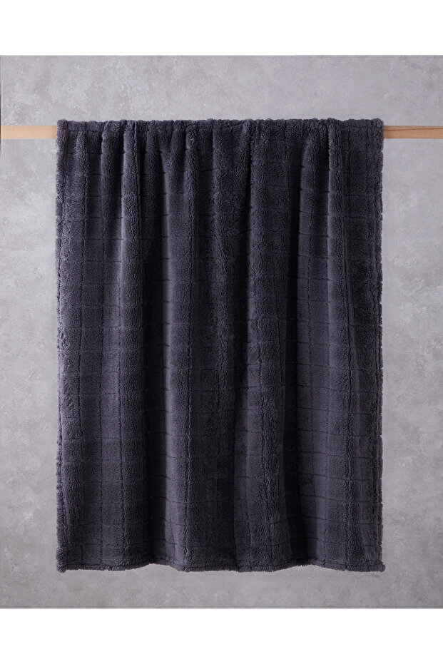 Natural Checkers Jacquard Wellsoft Tv Blanket 120X160 cm Anthracite
