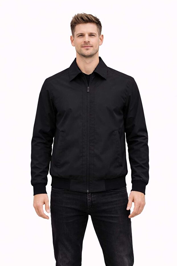 Normalve Large Size Seasonal Father's Coat with Collar, Elasticized Sleeves and Waist, Rainproof, Windproof, No Wrinkles