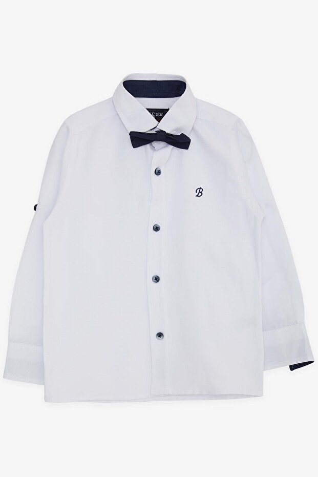 Boy's White Shirt - My Little Flowers with Bow Tie