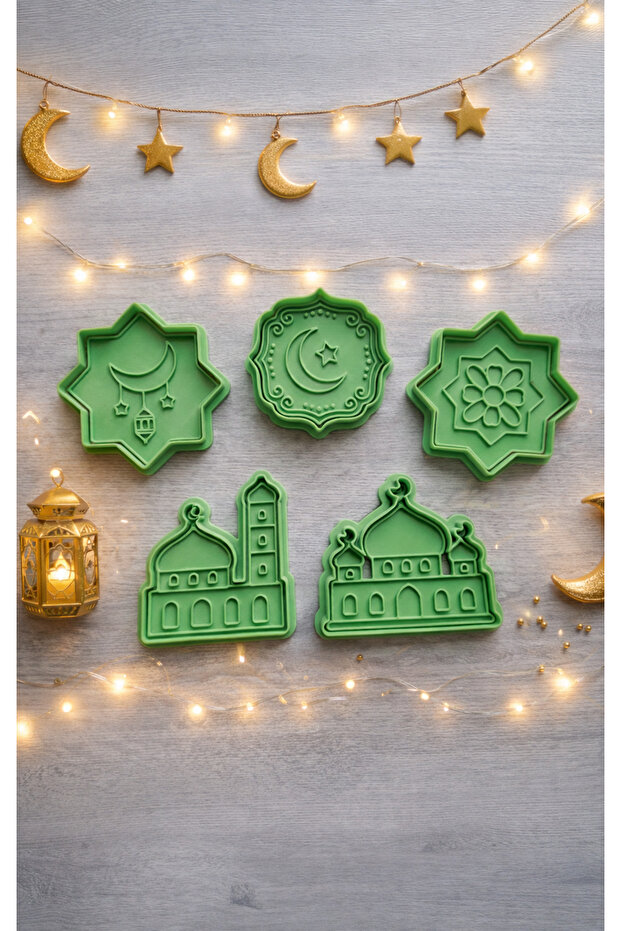 شهر رمضان - مجموعة قوالب بتصميم مسجد مكونة من 5 قطع