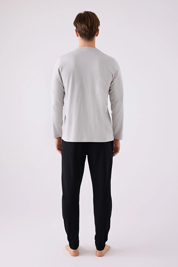 بدلة رجالية مزدوجة - رمادي - 5