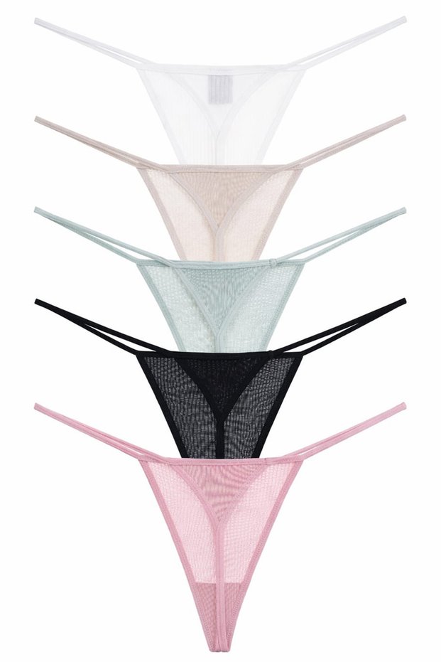 Drawstring Thong Cotton 5 Pack