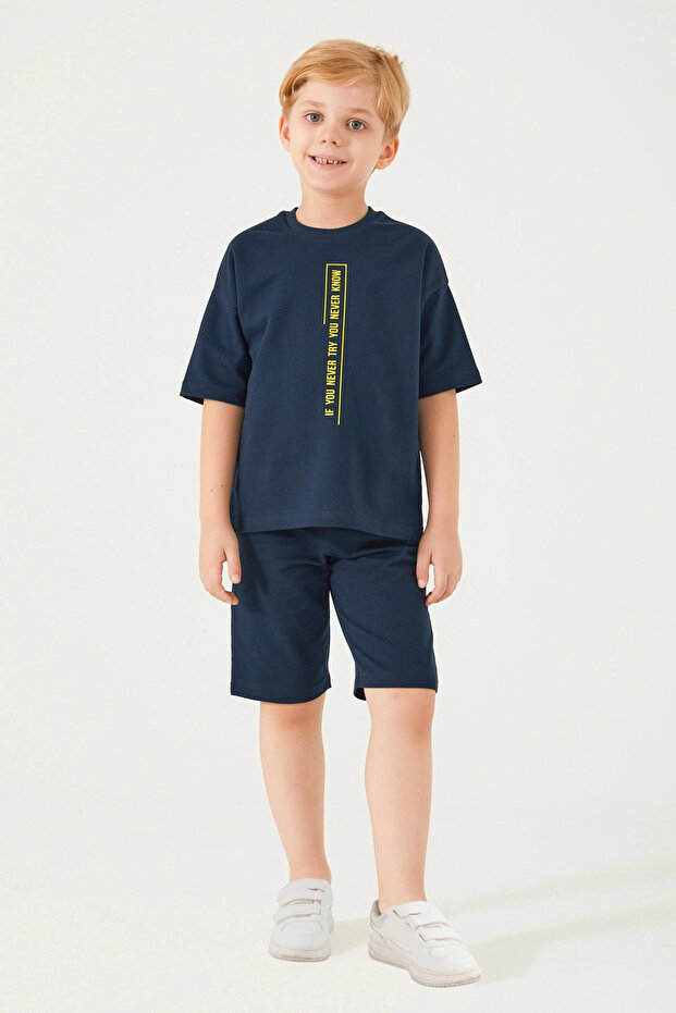 Boy's bermuda set - navy - 1