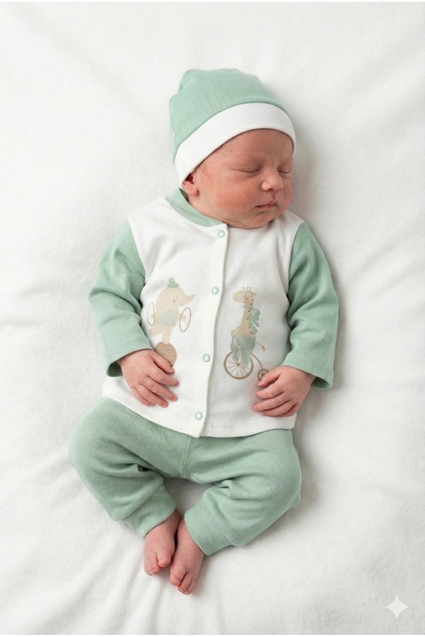 100% Cotton 3-Piece Newborn Baby Hospital Take-Home Set