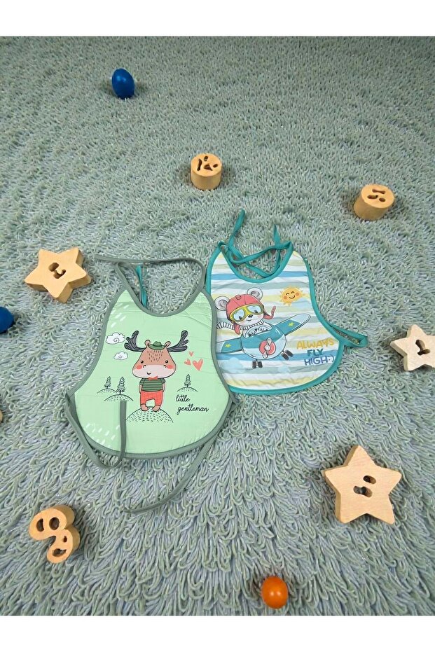 Double-Attached Baby Bib Set Green