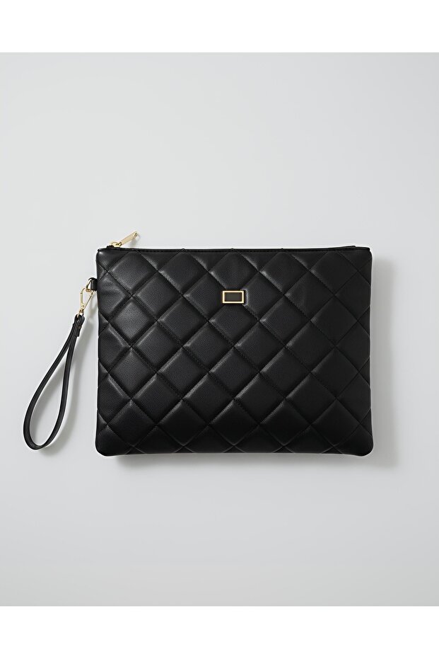 iPad Compatible Large Size Quilted Portfolio Clutch Handbag
