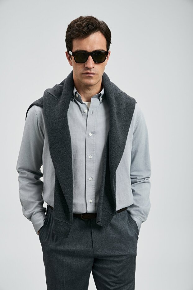 112010676 Ανδρικό πουκάμισο Basic Regular Fit Ανδρικό πουκάμισο ΓΚΡΙ - 6