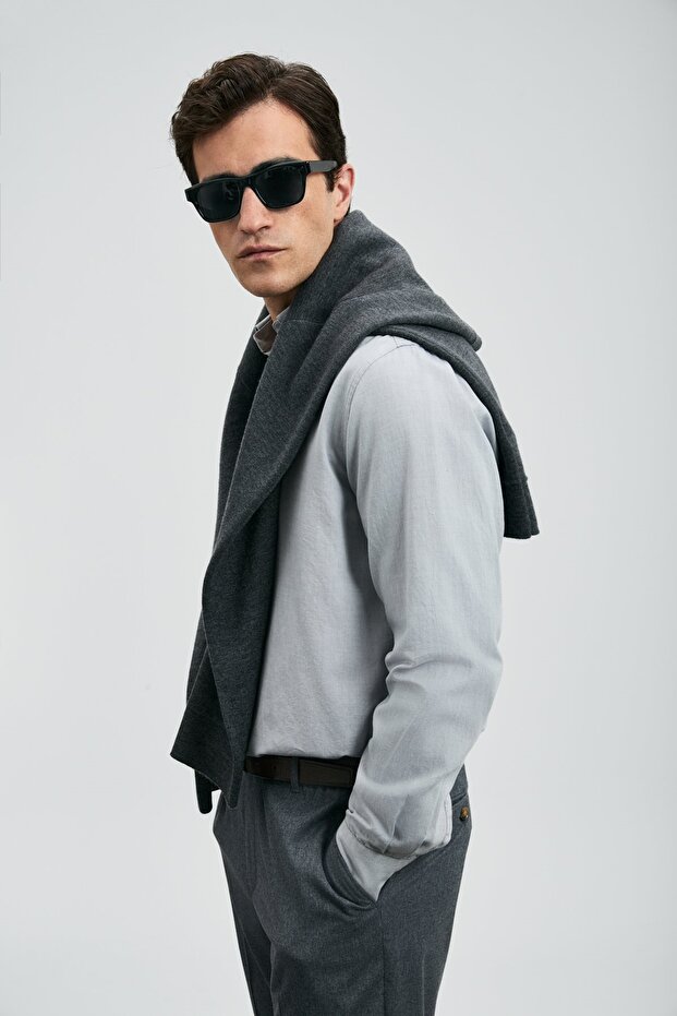 112010676 Ανδρικό πουκάμισο Basic Regular Fit Ανδρικό πουκάμισο ΓΚΡΙ - 4