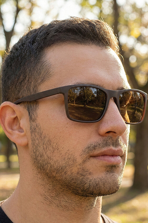 Uv400 Polarized Brown Men's Sunglasses 1320 C5454M - Flexible and Durable Frame
