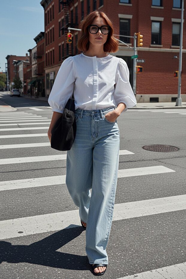 Ekru Crop Gömlek - 1