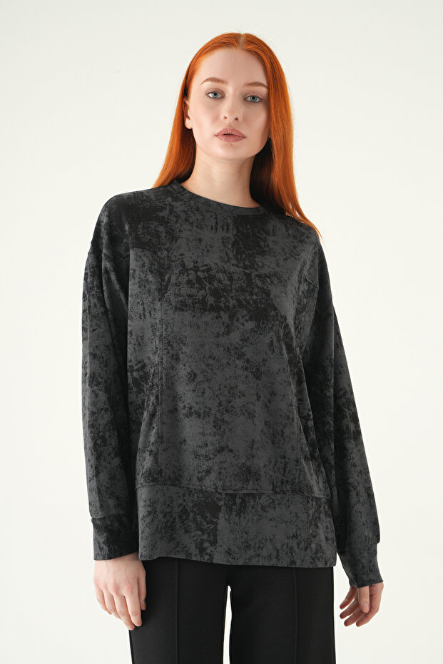 8363A Patterned Crew Neck Tunic Black - 2