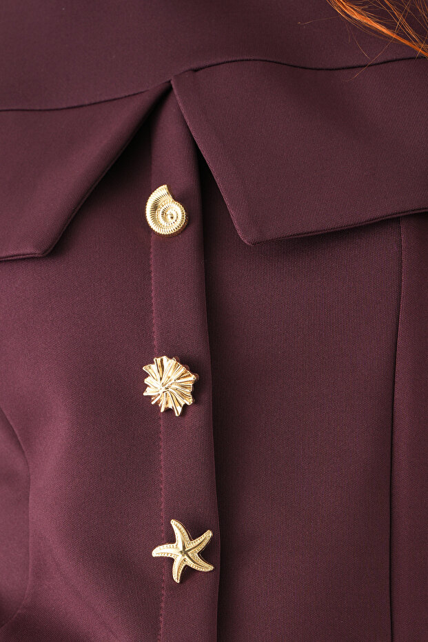 8386A بلوزة بأزرار أمامية بلون البرقوق - 4