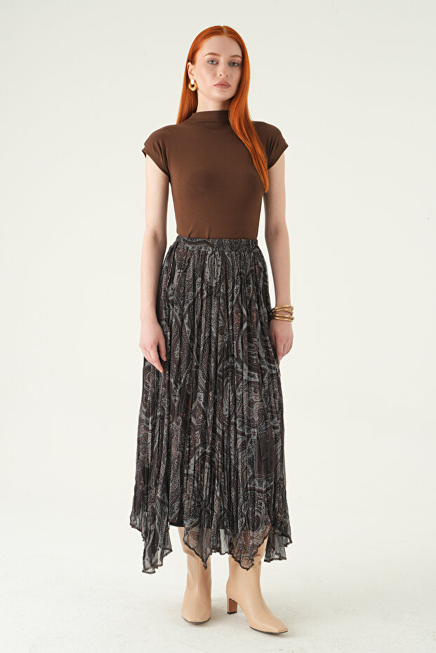 تنورة بنمط 8461A باللون البني - 1