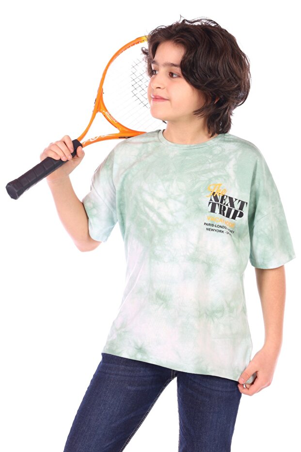 Boy's Printed Crew Neck Short Sleeve T-Shirt - Tk12961