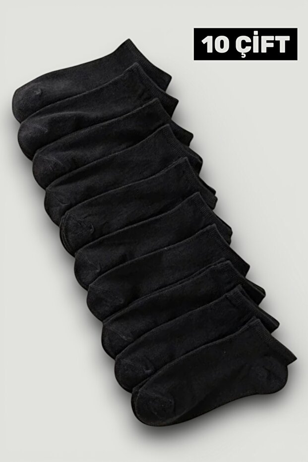 10 Pairs Cotton Short Slipper Socks – Men's & Women's Ankle-Length Black White Sock Set
