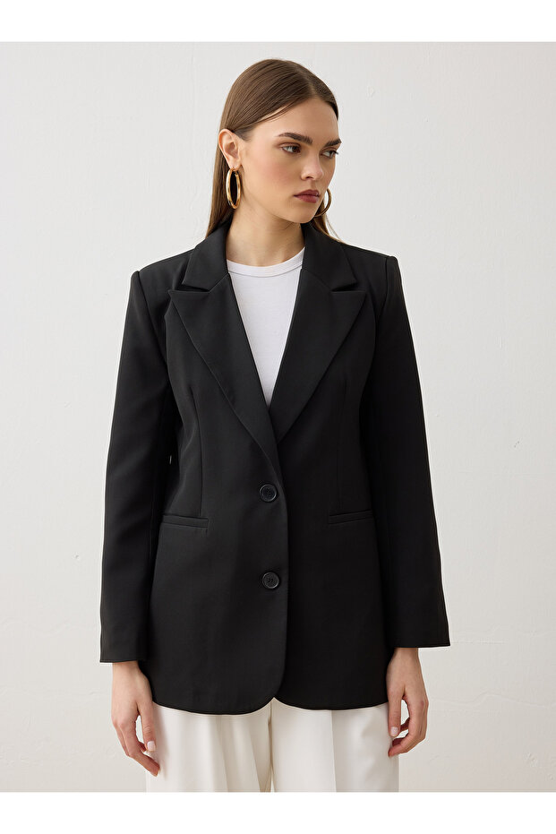 جاكيت بليزر مبطن بزرين - أسود - - 5