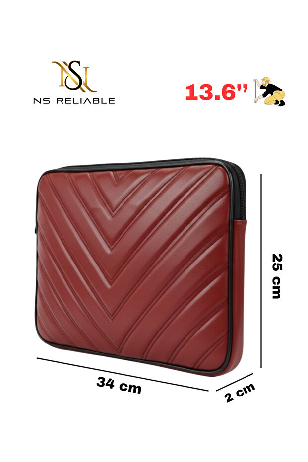 3-13.6 Inch MacBook Air Pro Compatible Leather Laptop Bag - Protective Case and Laptop M2 M3 - Burgundy