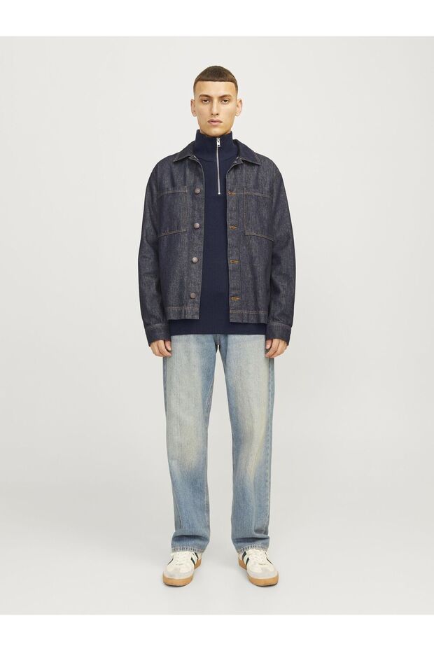 Strickjacke mit Viertelreißverschluss Einfarbig Strickjacke mit Viertelreißverschluss - 4