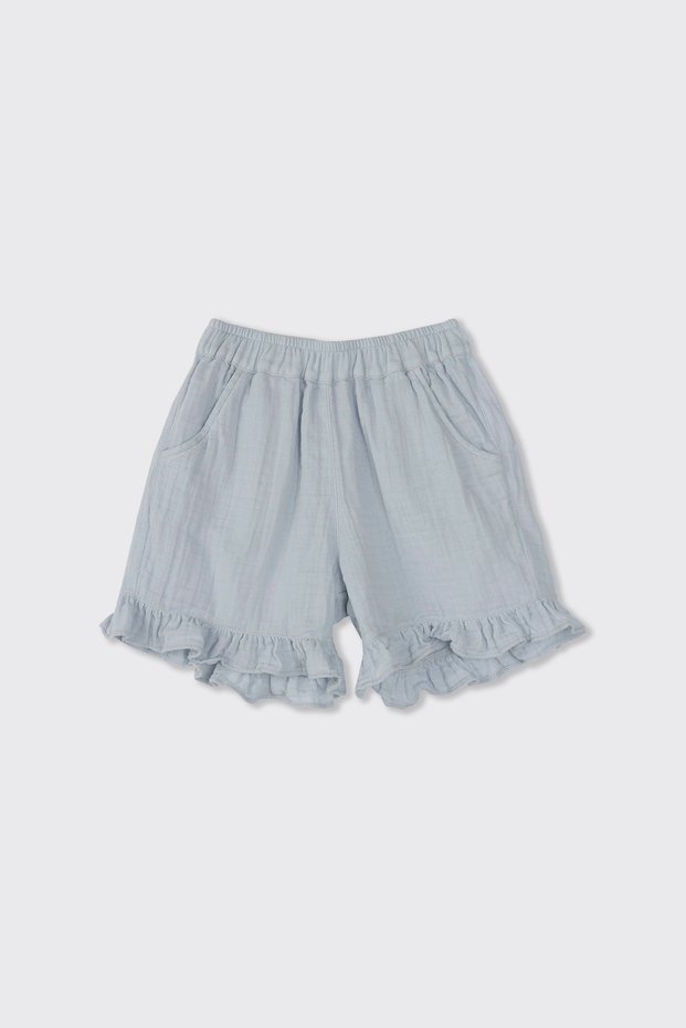 Girl's Soft Textured Blue Muslin Shorts