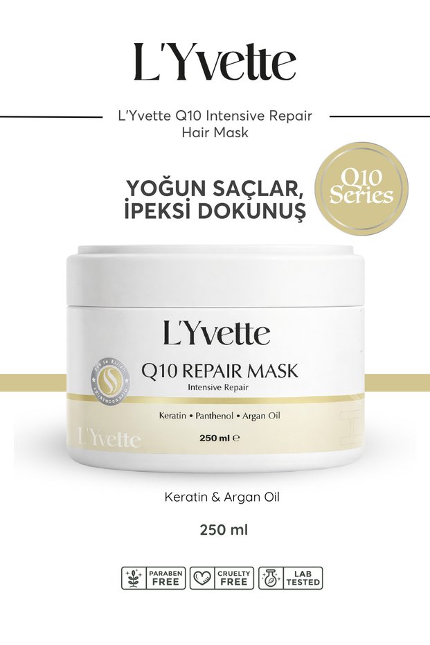 Intensive Repair Hair Mask with Anti-Hair Loss Effect, Keratin, Argan Oil, Shea Butter and Q10