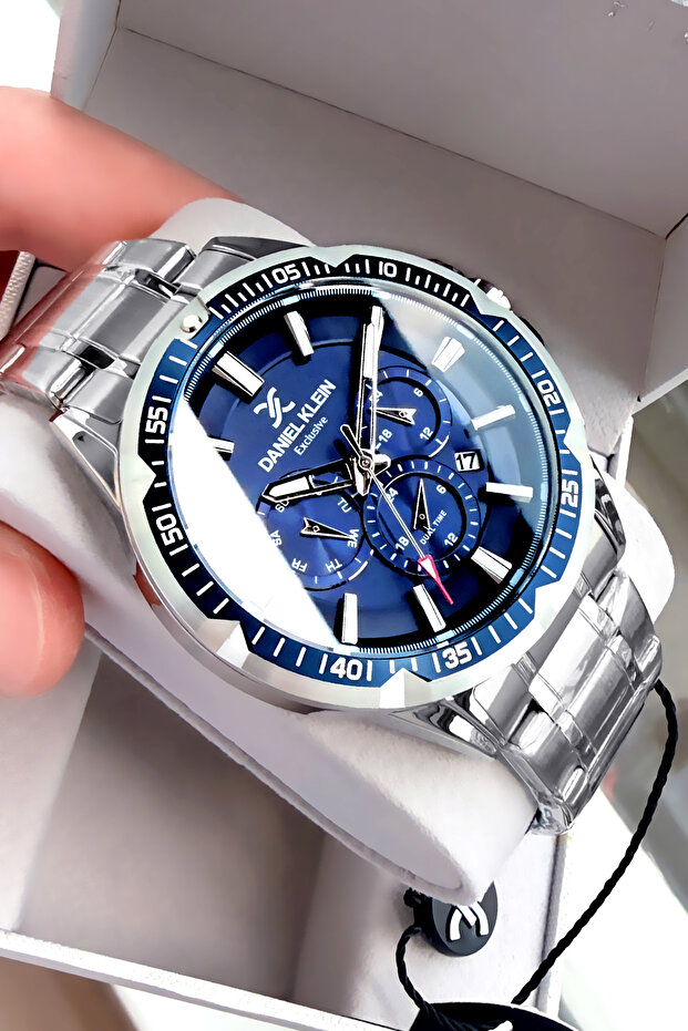 Multifunction Original Men's Wristwatch Waterproof Silver Color Steel Band Dke2102C4