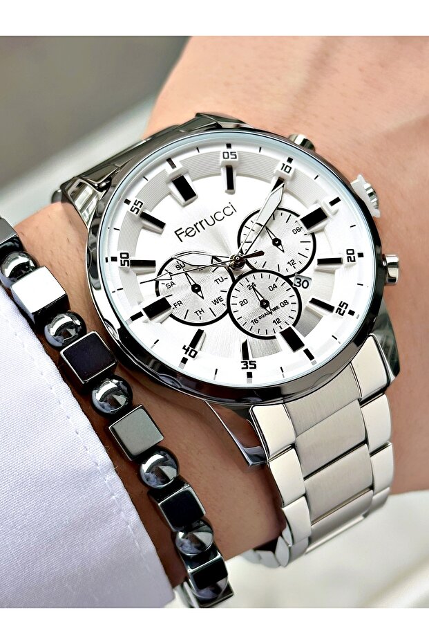 Men Wrist Watch 3 Atm Waterproofness Silver Color