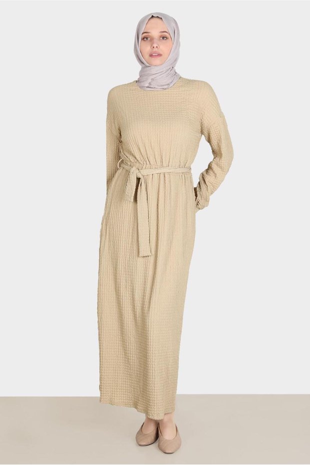 Waffle Effected Belted Dress 42719