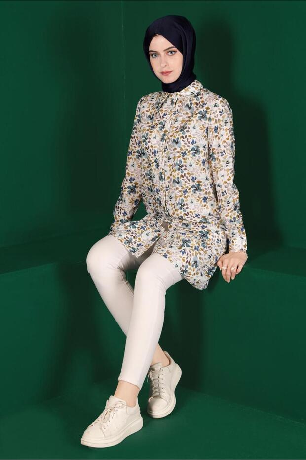 Patterned Buttoned Tunic 42904 - 1