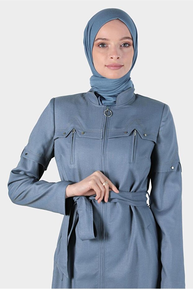 معطف بحزام وسحاب 10602