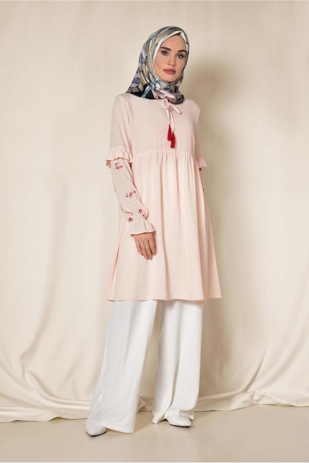 Embroidered Sleeves Bol Cut Tunic 4274