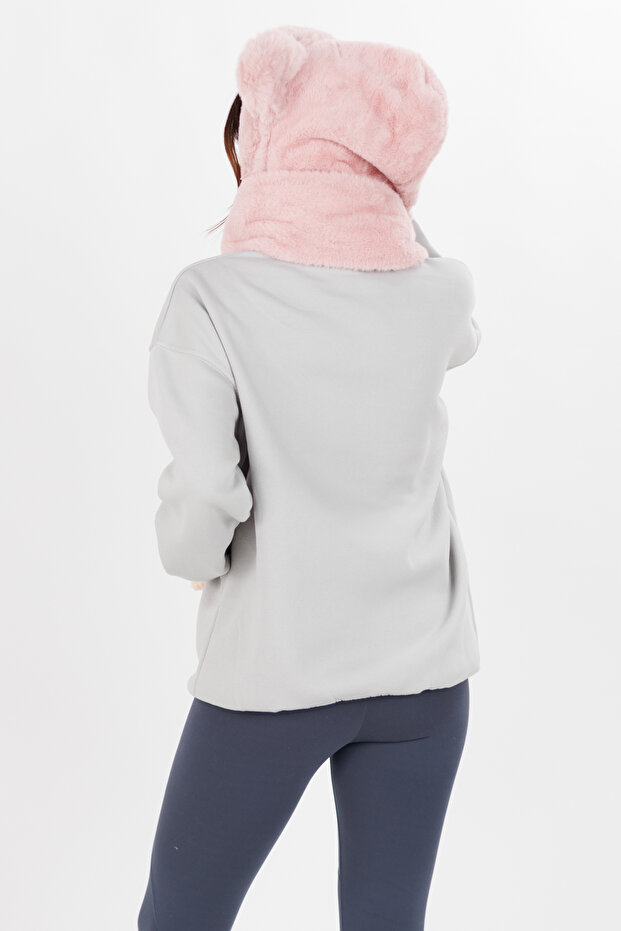 Drăguț ursuleț cu șapcă eșarfă roz - 4