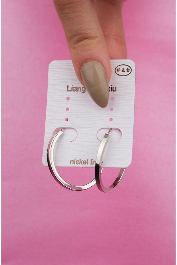 Unisex White Color Tarnish Resistant Classic Steel Hoop Earrings