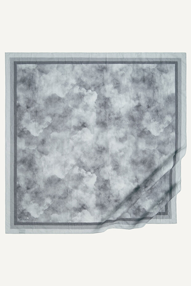 Gray Cloud Pattern Scarf - 2