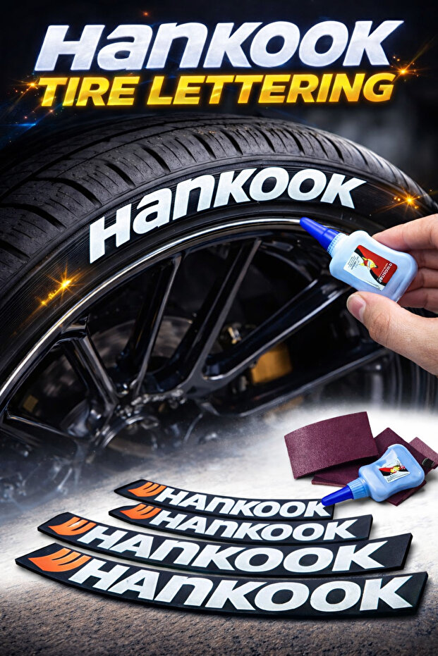 Pvc Rubber Hankook Motorcycle and Automobile 3Dembossing Stripe Tire Lettering 4Pcs
