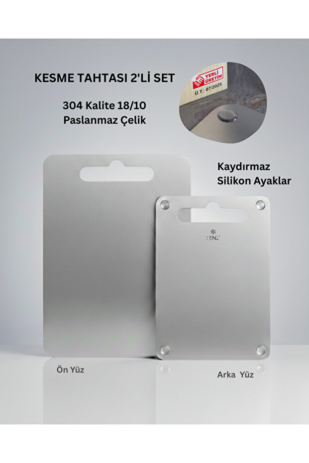 Stainless Steel Chopping Board Large and Small Size Set of 2 20X30 and 25X33 cm