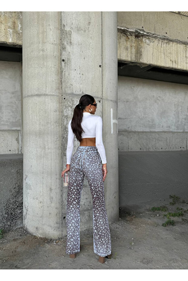 Patterned High Waist Denim - 3