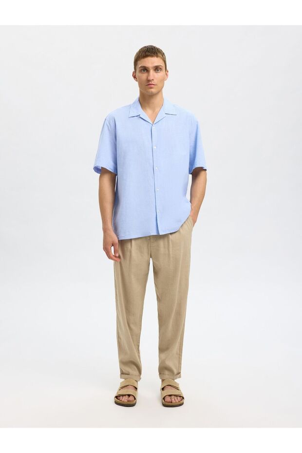 Kurzarmhemd Leinenmix - 4