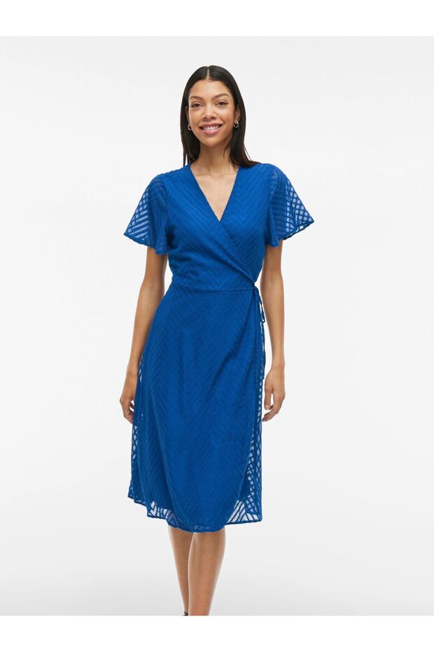 Kleid mit V-Ausschnitt Kurzarm - 1