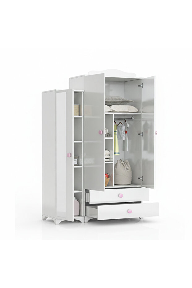 Sahra 059 3 Kapaklı Dolap Pembe - 4