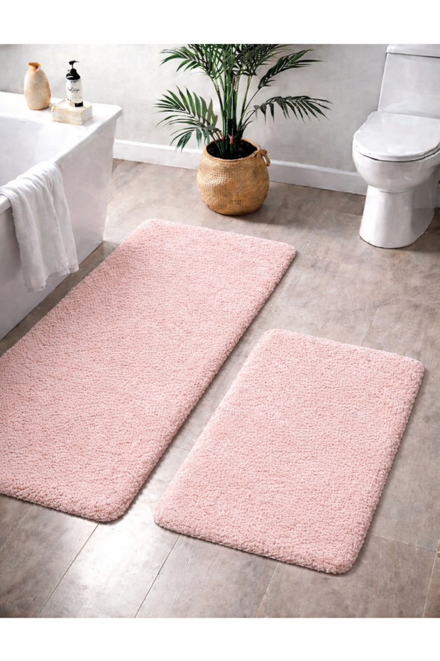 Plush Non-Slip Base Machine Washable 2-Piece Large XL Size Bathroom Mat Set (80X120 80X50)Pudra