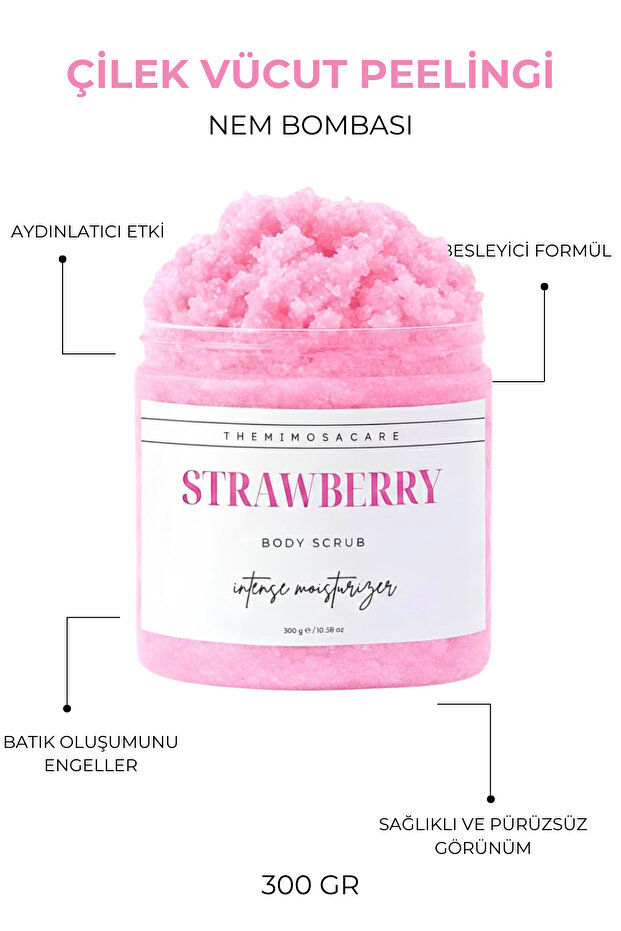 The Mimosa Care Çilek Özlü Nem Bombası, Anında Batık Karşıtı El-vücut Peeling