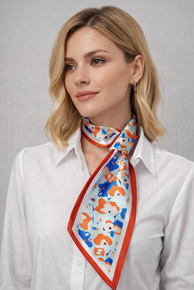 Scarf Tie Red Edged Multicolor