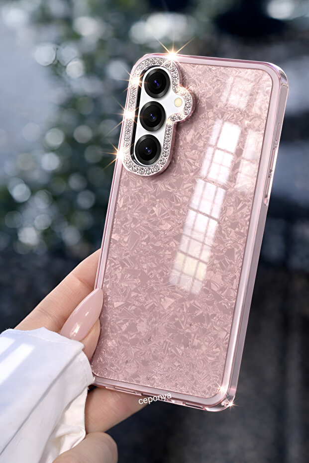 Galaxy S24 Case with Stone Sparkling Design and Camera Protrusion Cover