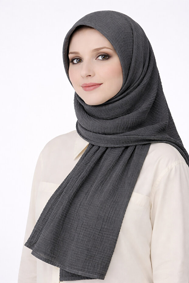 Piped Muslin Solid Color Shawl 90X190Cm
