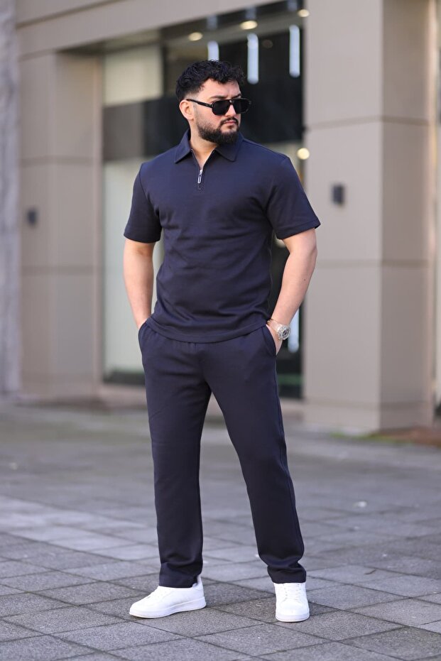 Men's Polo Collar (t-shirt + pants) comfortable fit top and bottom set