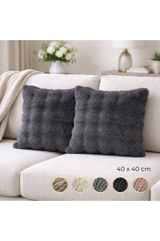 Ultrasoft Plush Decorative Throw Pillow Covers Set of 2 40X40Cm - Soft Textured