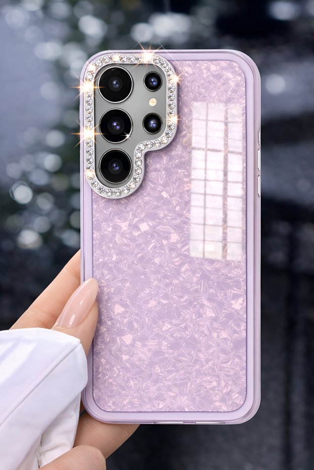 iPhone 15 Pro Max Case with Stone Sparkling Design and Camera Protrusion Cover