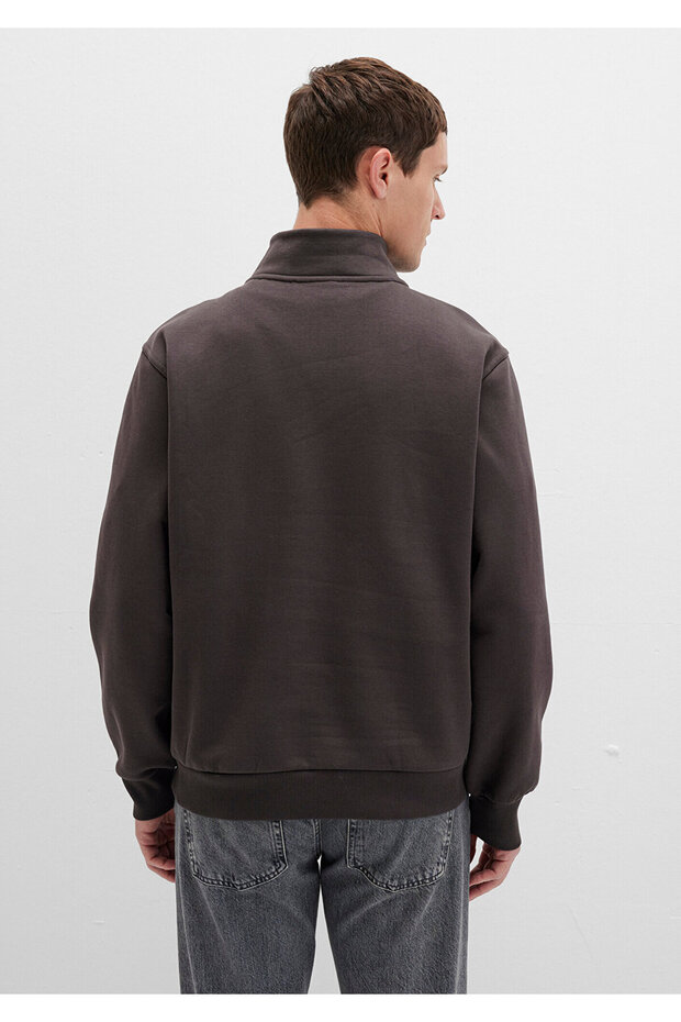 سويت شيرت أساسي بني بسحاب نصفي 0S10278-70219 - 4