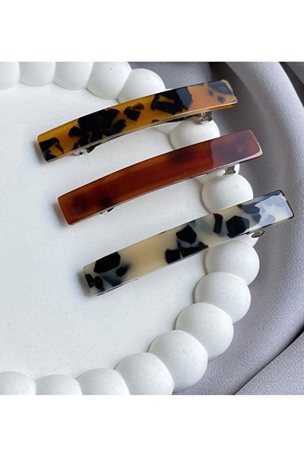 Leopard Patterned Acrylic Automatic Buckle Medium Size 7 cm 3-Piece - 3